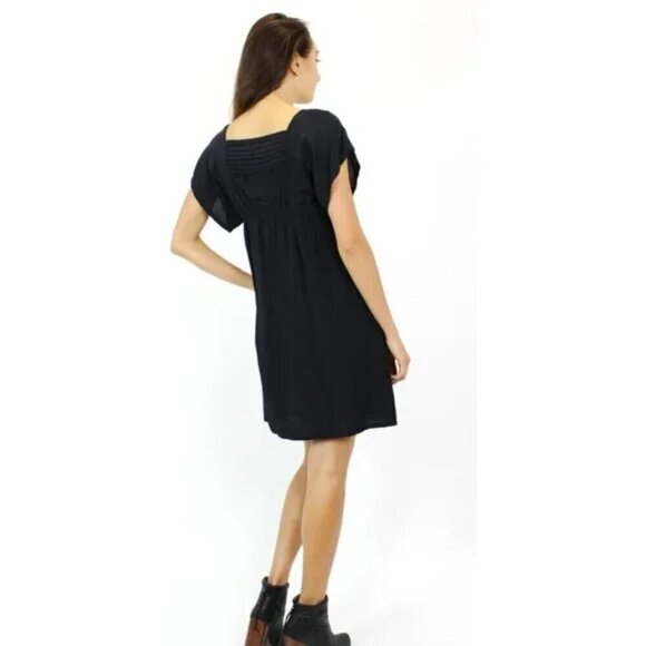 MAEVE by ANTHROPOLOGIE Pleated Bodice Black Babydoll Square Neck Dress Est 6 - Picture 2 of 11